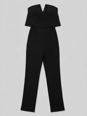 Justify Brand, GUC, Black Strapless Jumpsuit w/V-Notch Overlay, Size Med